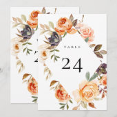 Earthy Autumn Floral Table Number Kaart (Voorkant / Achterkant)
