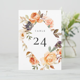 Earthy Autumn Floral Table Number Kaart