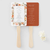 Earthy Autumn Floral Wedding Programme Hand Fan Handwaaier (Voorkant en achterkant)
