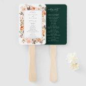 Earthy Autumn Floral Wedding Programme Hand Fan Handwaaier (Voorkant en achterkant)