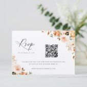 Earthy Autumn Floral Wedding QR Code RSVP Kaartje (Staand voorkant)