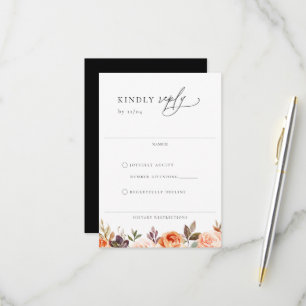 Earthy Autumn Floral Wedding RSVP Kaart