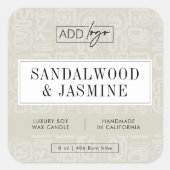Earthy Beige Boho Pattern Candle Product Label (Voorkant)
