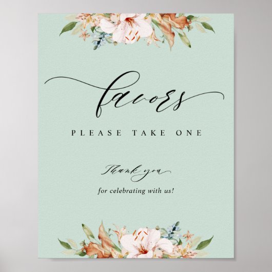 Earthy Blooms en Sage Wedding Favor Vertical Sign Poster (Voorkant)