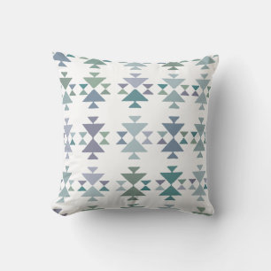 Earthy Blue Green Geometric Driangle Aztec Pattern Kussen