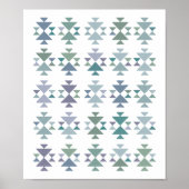 Earthy Blue Green Geometric Driangle Aztec Pattern Poster (Voorkant)