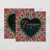 Earthy Bohemian LoveHeart Dinner Party Invitations (Devant / Derrière)