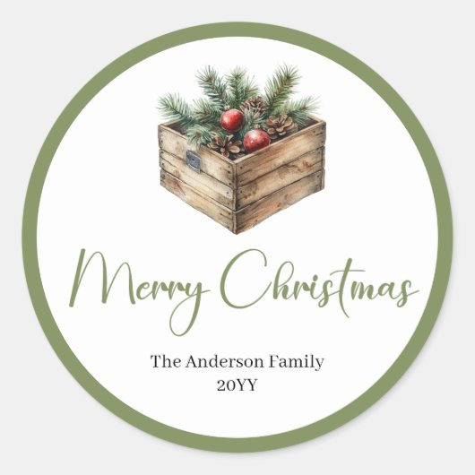 Earthy Bohemian Watercolor Christmas Favor Sticker (Devant)