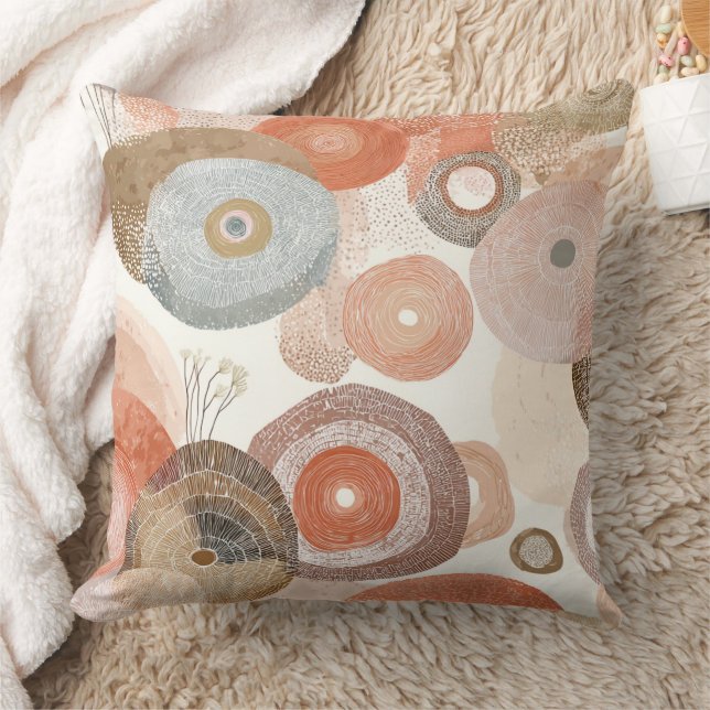 Earthy Boho Abstract Circles | Organic Design Kussen (Deken)