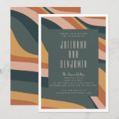 Earthy Boho Abstract Wavy Lines Terracotta Wedding Kaart (Voorkant / Achterkant)