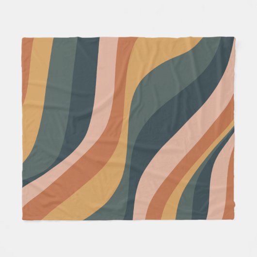 Earthy Boho Abstract Wavy Swirl Lines Terracotta Fleece Deken (Voorkant (Horizontaal))