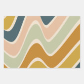 Earthy Boho Abstracte Wavy Swirl Lines in Pastels Inpakpapier Vel (Voorkant)