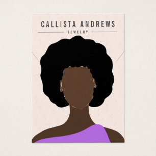 Earthy Boho Black Hair Girl portant la carte de co