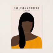 Earthy Boho Black Long Hair Girl Verzameling Visitekaartje (Voorkant)