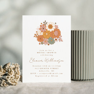 Earthy Boho Bloemen Terracotta Eenvoudig Vrijgezel Kaart