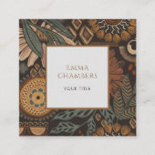 Earthy Boho Brown Zwart Vierkant Visitekaartje (Voorkant)