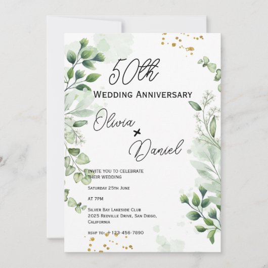 Earthy Boho Greenery Wedding Anniversary Kaart (Voorkant)