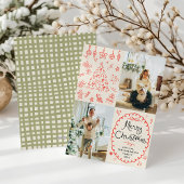 Earthy Boho Hand getekend Vrolijk Kerstfeest 2 Fot Feestdagenkaart