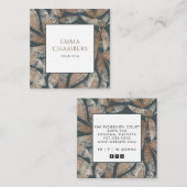 Earthy Boho Leaves Vierkante Visitekaartje (Voorkant / Achterkant)