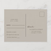 Earthy Boho Minimalist Script Calligraphy RSVP Uitnodiging Briefkaart (Achterkant)