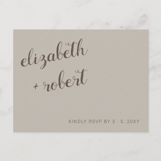 Earthy Boho Minimalist Script Calligraphy RSVP Uitnodiging Briefkaart (Voorkant)