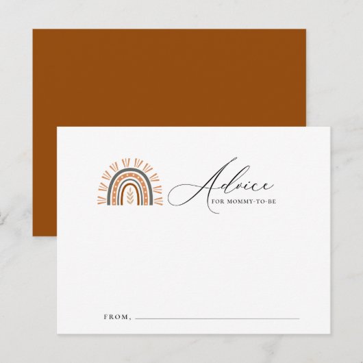 Earthy Boho Rainbow Baby shower Advice Card Briefkaart (Voorkant / Achterkant)