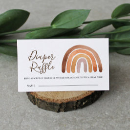 Earthy Boho Rainbow Baby shower Diaper Raffle Informatiekaartje