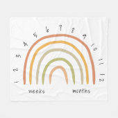 Earthy Boho Rainbow Milestone Fleece Baby Blanket (Voorkant (Horizontaal))