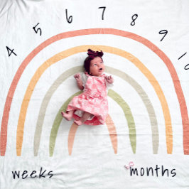 Earthy Boho Rainbow Milestone Fleece Baby Blanket Deken