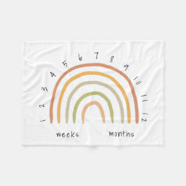 Earthy Boho Rainbow Milestone Fleece Baby Blanket Deken