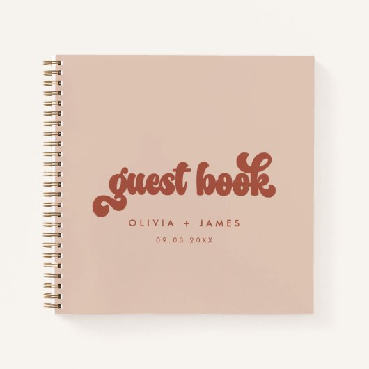 Earthy Boho Terracotta rose Mariage livre d'hôtes (Devant)