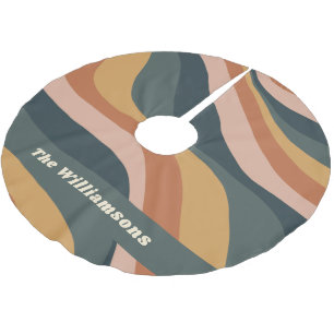 Earthy Boho Wavy Lines Terracotta Personalized Kerstboom Rok