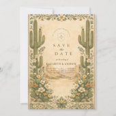Earthy Botanical Desert Wedding Save The Date (Voorkant)