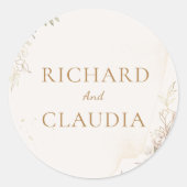 Earthy Botanical Wedding Invitation | Customizable Ronde Sticker (Voorkant)