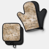 Earthy Brown Cream Sand Ovenwant & Pannenlap Set (Voorkant / Achterkant)