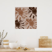 Earthy Brown Gerbera Flowers Poster (Keuken)