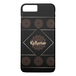 Earthy Brown Rustic Mandala Monogram iPhone 8 Plus / 7 Plus Hoesje