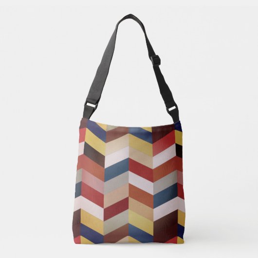 Earthy Colorful Chevron Pattern Crossbody Tas (Voorkant)