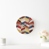 Earthy Colorful Chevron Pattern Ronde Klok (Huis)