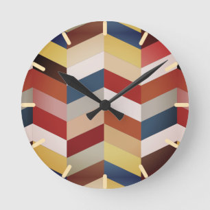 Earthy Colorful Chevron Pattern Ronde Klok