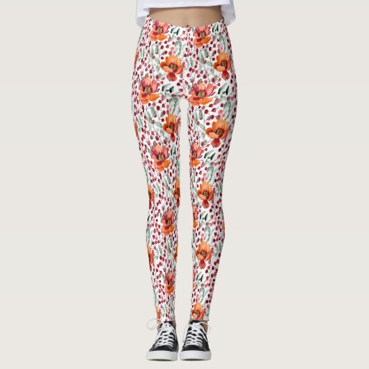 Earthy Colors, Fall Flowers Leggings (Voorkant)