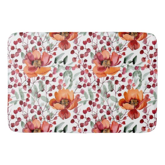 Earthy Colors, Fall Flowers Monogrammed Badmat (Voorkant)