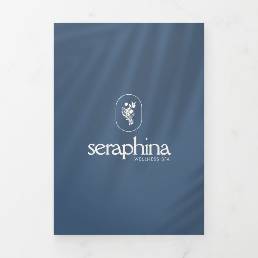 Earthy Elegance Logo Beauty, Spa Blue Brochure Drieluik Kaart (Cover)