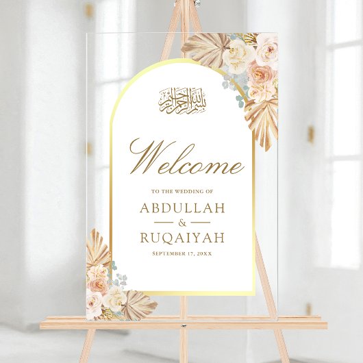 Earthy Floral Arch Muslim Wedding Welcome