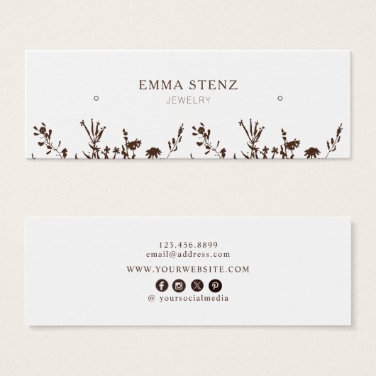 Earthy Floral • Earring Hoops Studs Display Card   (Devant & derrière)