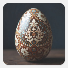 Earthy Floral Easter Egg Vierkante Sticker