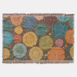 Earthy Floral Mosaic Pattern Deken