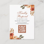 Earthy Floral Terracotta QR Code RSVP Wedding Informatiekaartje (Voorkant)