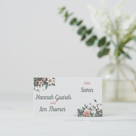 Earthy Floral Vine Place Card Plaatskaartje (Staand voorkant)