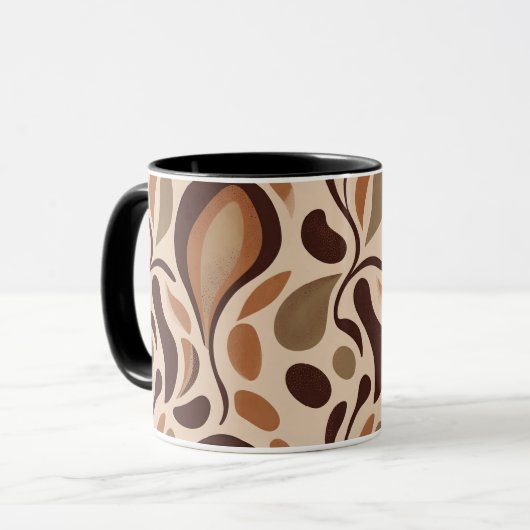 Earthy Fluid Shapes Mug – Minimal Abstract Style Mok (Voorkant links)